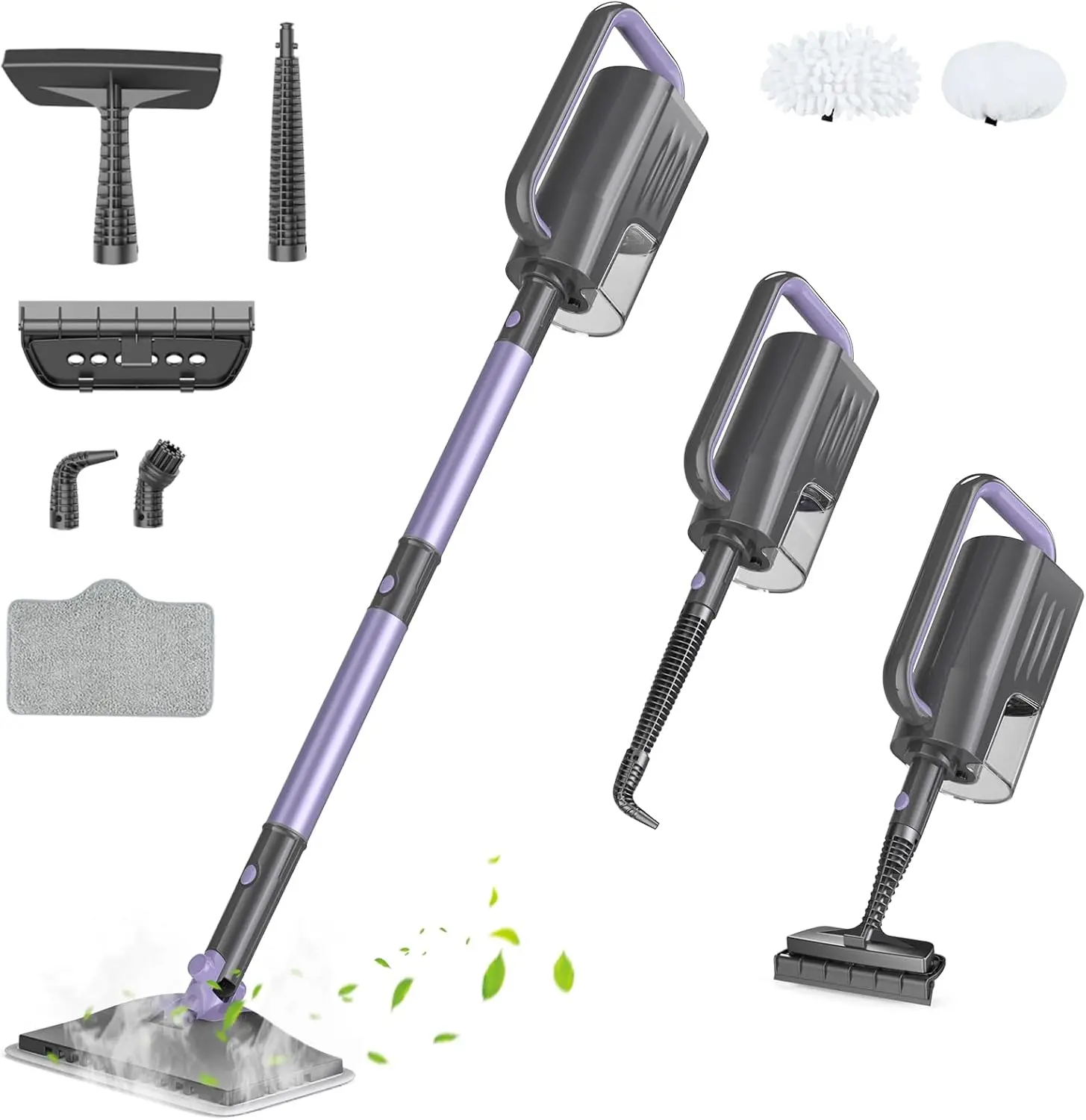 

Steam Mop with 400ml Tank, 2 Washable Pads, 23ft Cord for Hard Floors