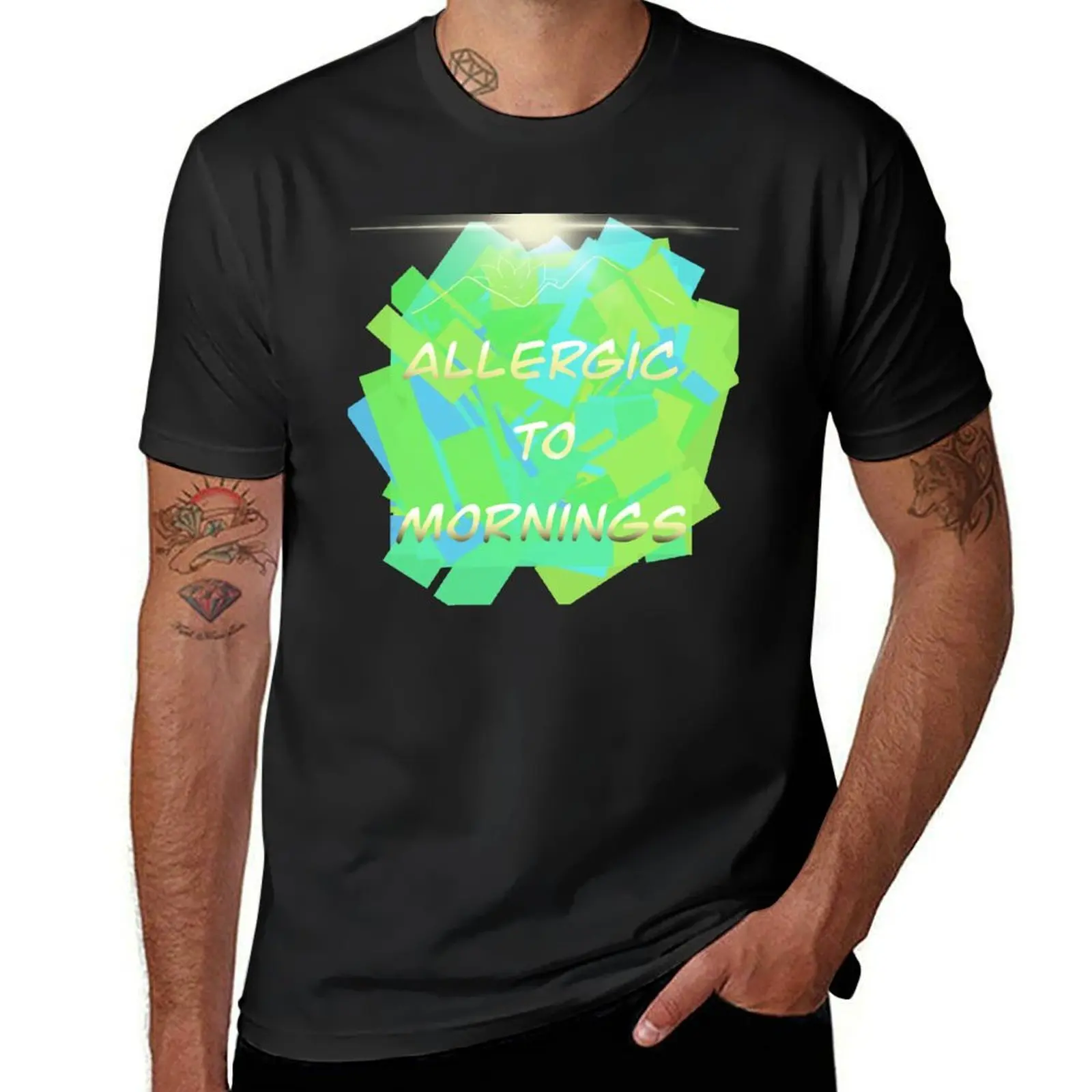 Allergic to mornings T-Shirt anime clothes oversizeds workout shirts for men