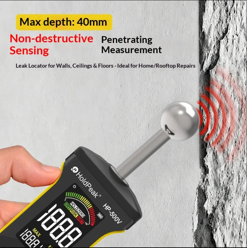 HoldPeak Non-Contact Moisture Meter 40mm Deep Wall Scanner Digital Pinless Hygrometer Wood Damp Tester For Concrete Drywall