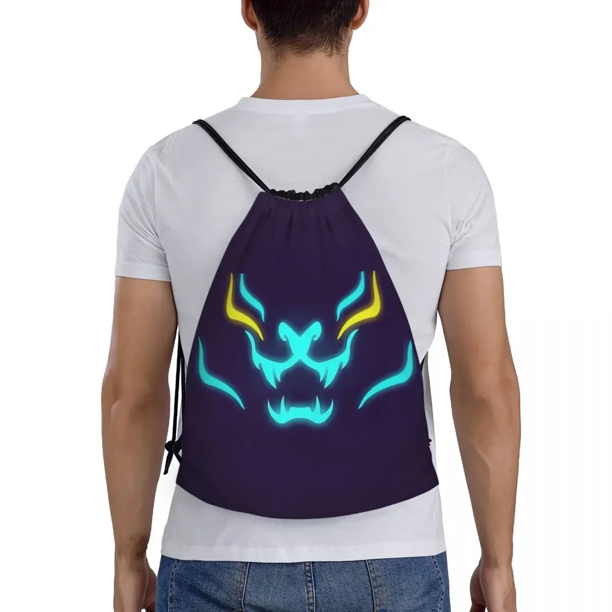 Mochila personalizada LOL Akali KDA Tiger con cordón, bolsas ligeras para hombres y mujeres, juego de batalla, gimnasio, deportes, Sackpack para Yoga