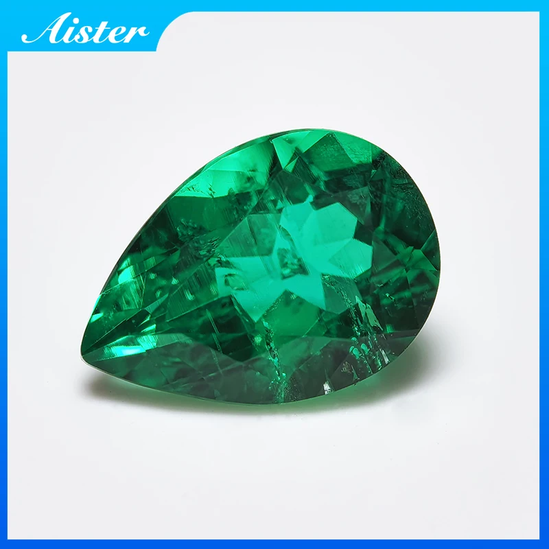 Lab Grown Emerald Gemstone Pear Cut Top Quality With AGL Certificate for Jewelry Making