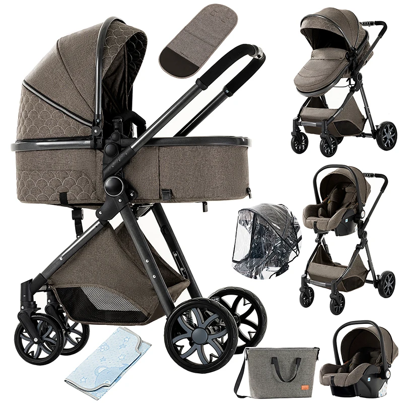 Baby 3 in 1 luxury stroller baby carriage BABI PRAM 3 IN 1 Portable travel pram High landscape baby stroller Baby carriage pram