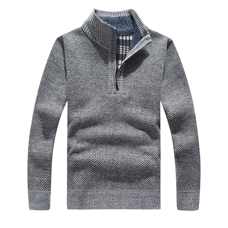 

Мужской утепленный свитер с высоким воротником и воротником на молнии