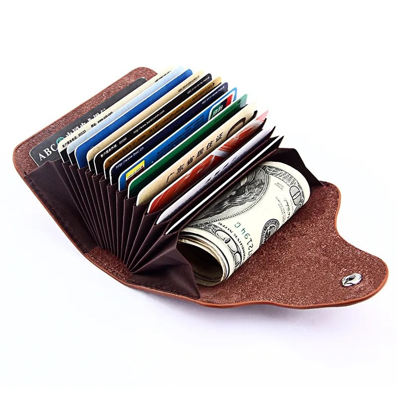 Multi-card Holder Wallets Unisex Small Leather Credit Card Holder Leather Business Card and Credit Card Organizer for Men Women