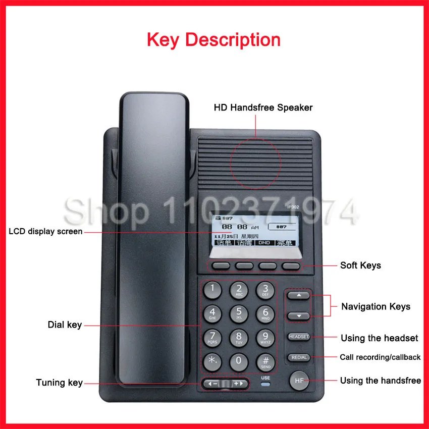 IP Telephone SIP Network Language Telephone Customer Service VOIP Landline With Backlight Led Screen