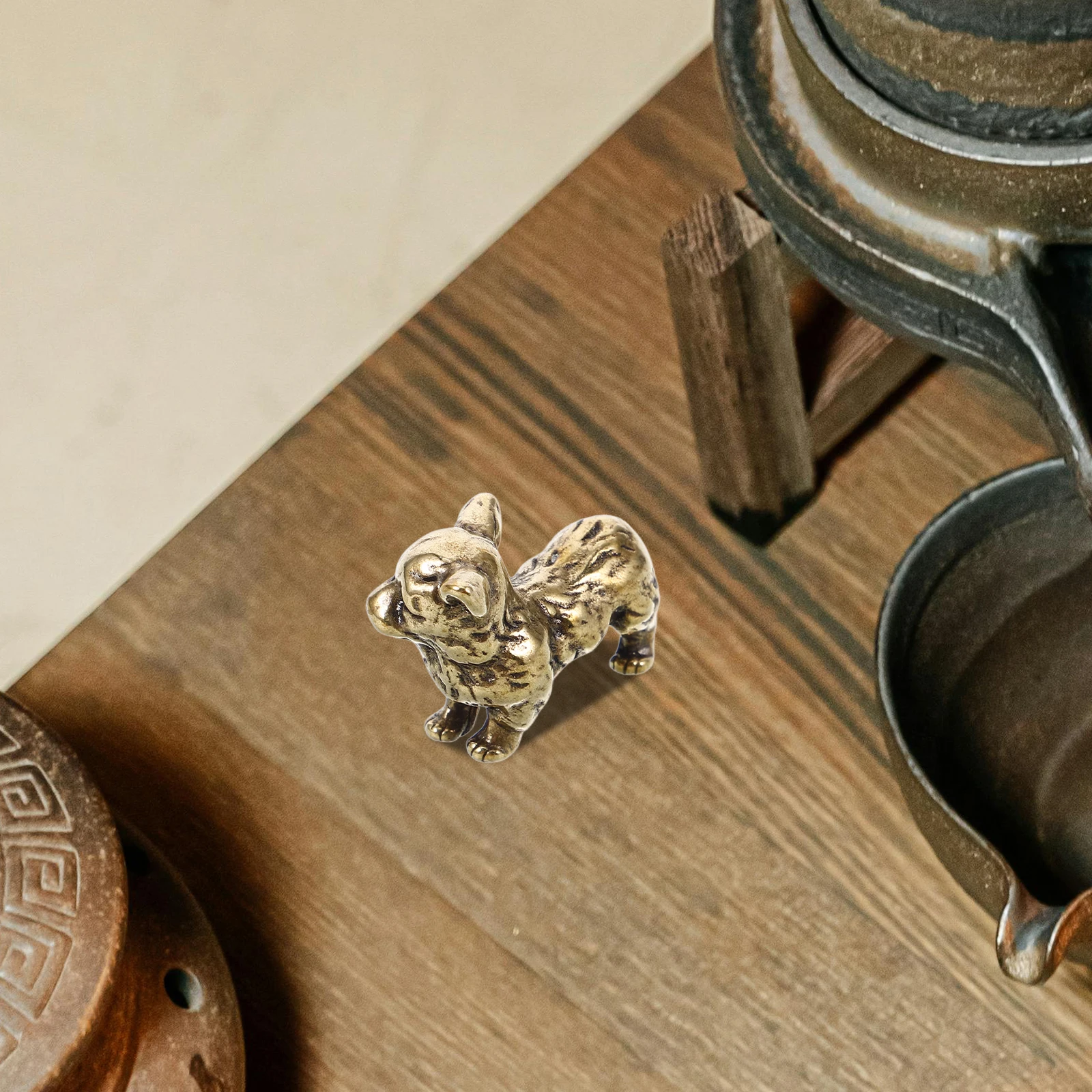 

Creative Statue Vintage Animal Ornament Desktop Decor Miniature Small Dog Decor Sturdy Craft Indoor Mini Dog