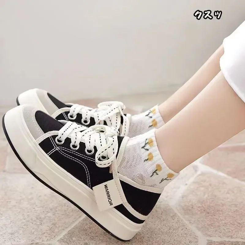 5 Paris Women's Floral Cotton Socks Set Breathable Japanese Style Spring Summer Cute Student Short Socks for Girls Female