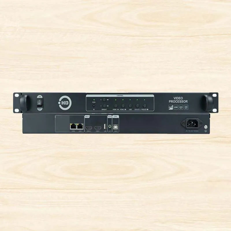 ตัวประมวลผลวิดีโอ HD-VP210S ตัวควบคุมการแสดงผลแบบ LED โมดูล RBG แบบเต็มรูปแบบรองรับพอร์ต USB อินพุต HDMI