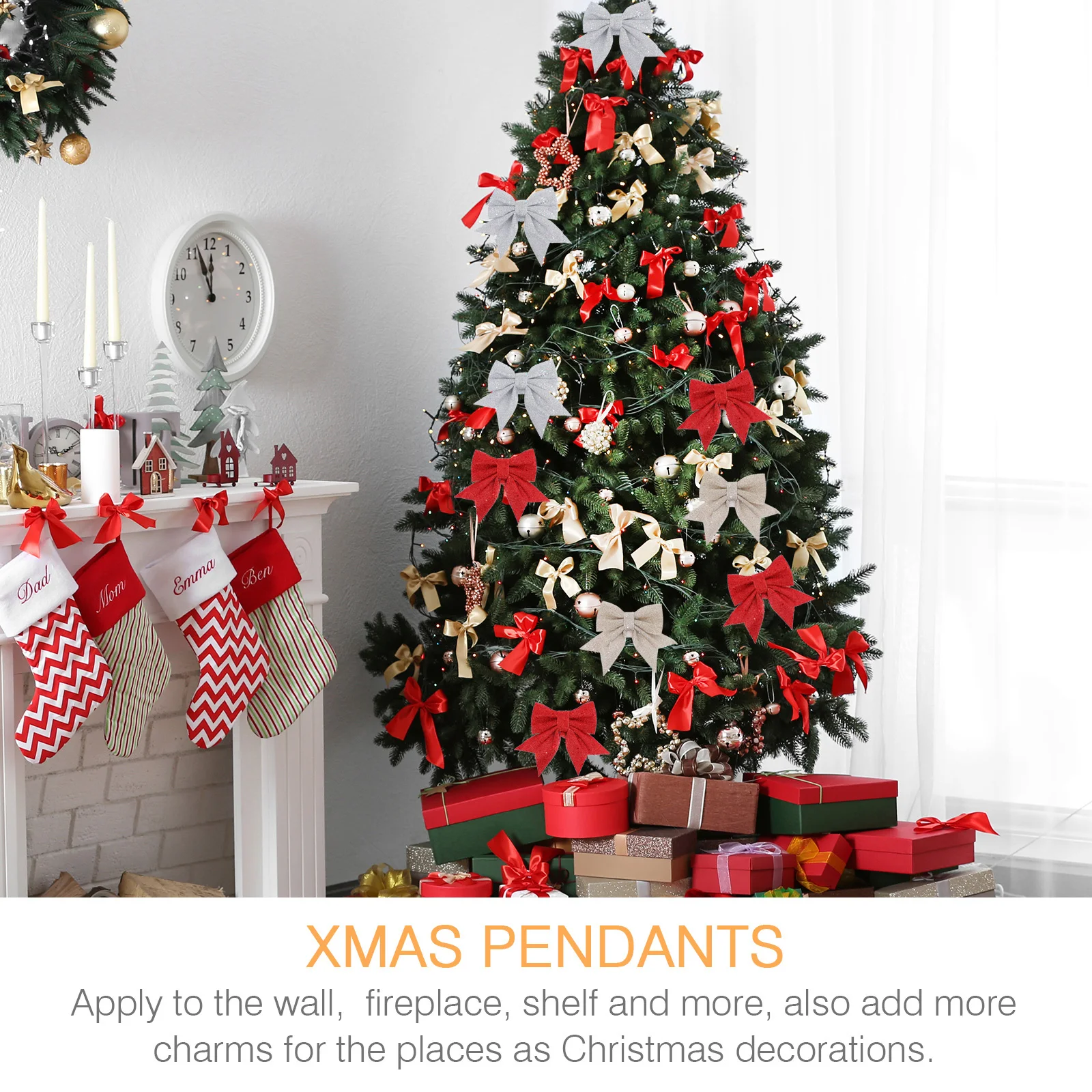 

6Pcs Xmas Bow Christmas Tree Decorations Hanging Pendants Xmas Ornaments for Home Tree Decorations Hanging Pendants