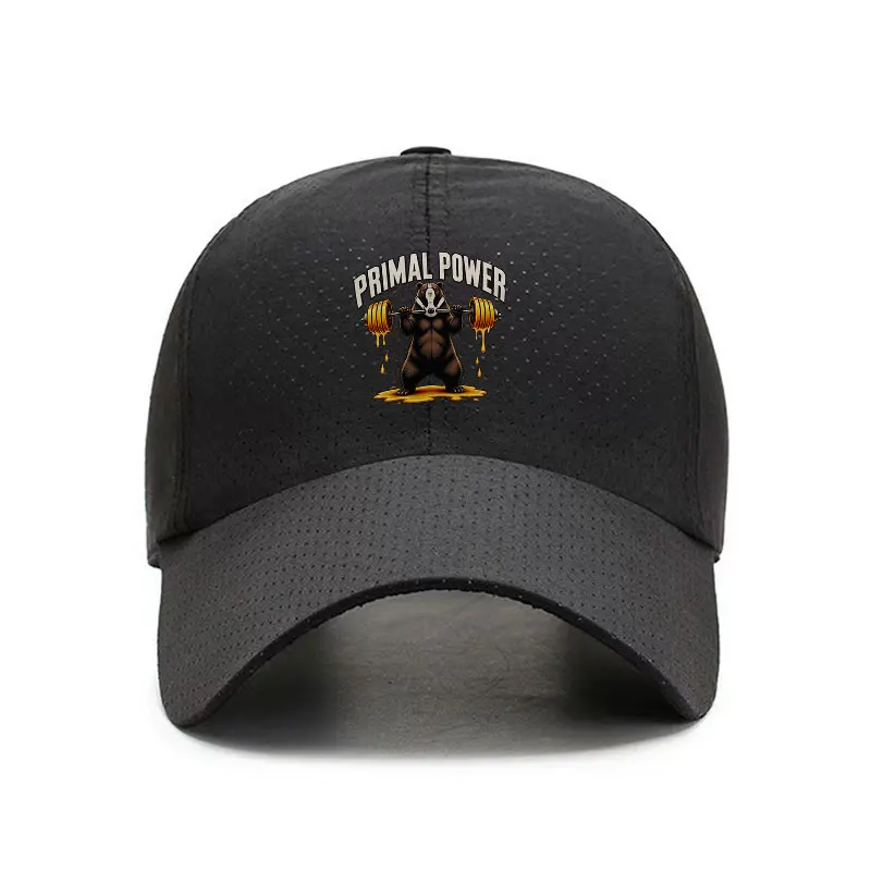 Primal Power Honey Badger Barbell Print Quick Dry Baseball Cap Outdoor Sports Sun Hat