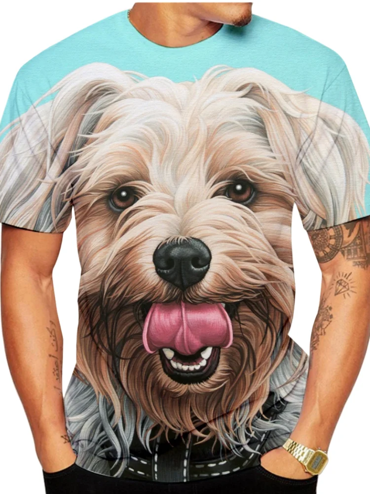 Fashion Dog 3D Printed T-Shirt Summer Outdoor Men's Short Sleeve Tee Trend Men's T-Shirt Round Neck Top Oversized Men's Clothing