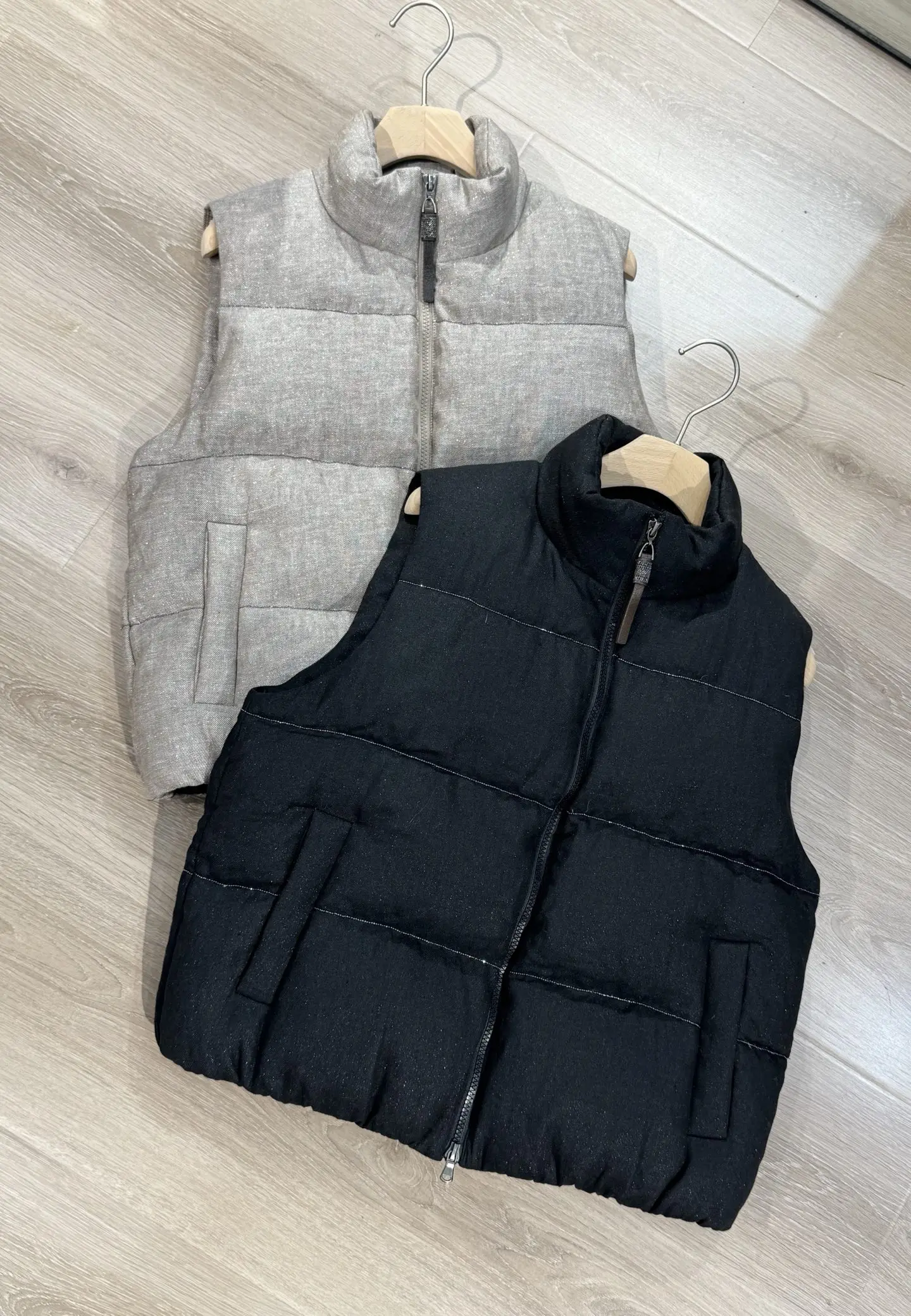25 New Winter Women'S High-Quality Stand Collar Pearl Linen Goose Down Vest - Stylish And Warm