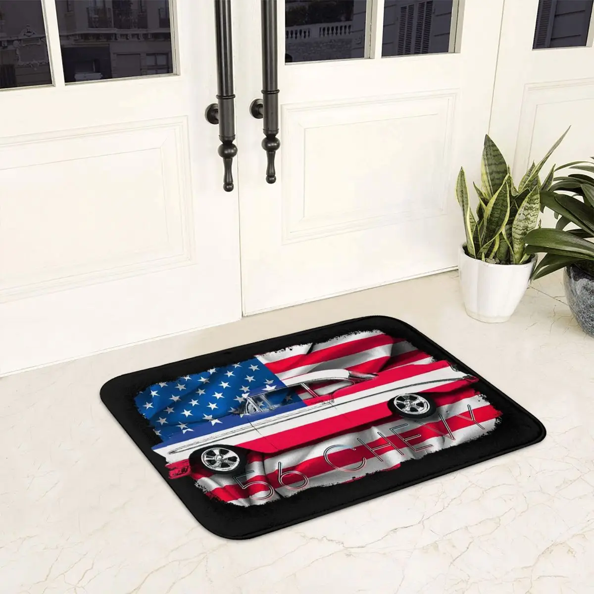 1956 Chevy-Bel Air Car Street Hot Rod Antique - Route 66 Doormat Non-slip Bath Mats Home Entrance Rugs Kitchen Carpet Footpad