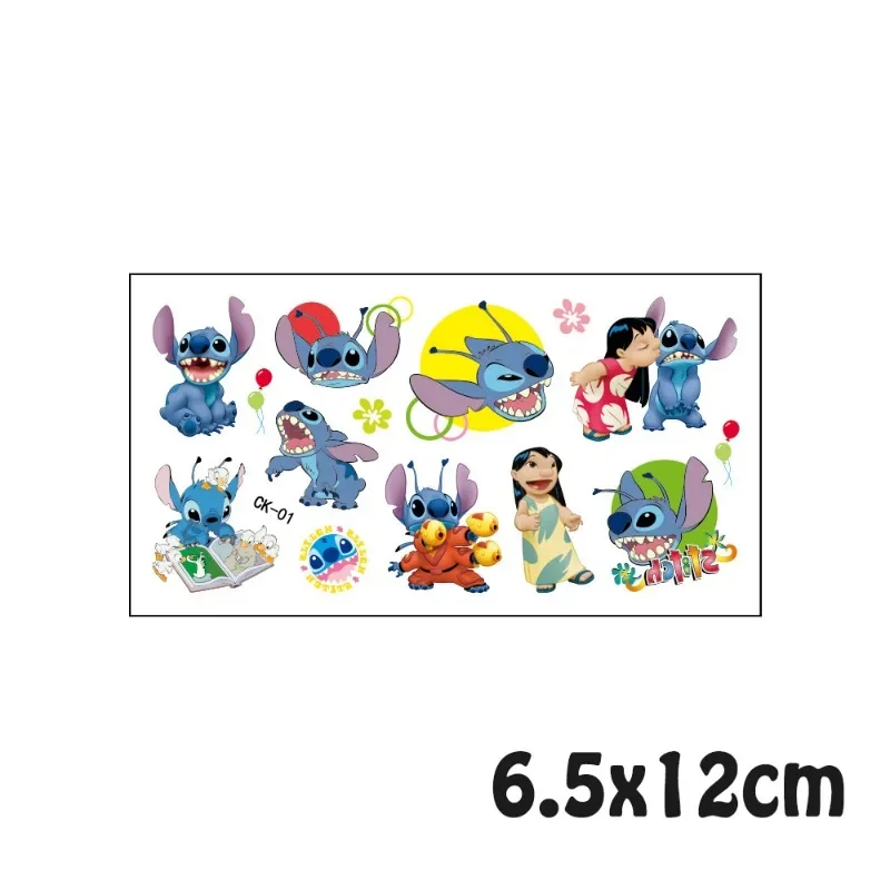 6 pezzi adesivi per tatuaggi Disney Stitch adesivo carino impermeabile divertente per bambini ragazze regalo di compleanno di Natale giocattolo ricompensa