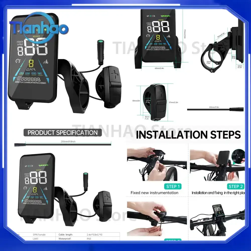 LCD Backlight Cycle Computer for European Union Stock Electric Bike Ebike Monitor Speedometer