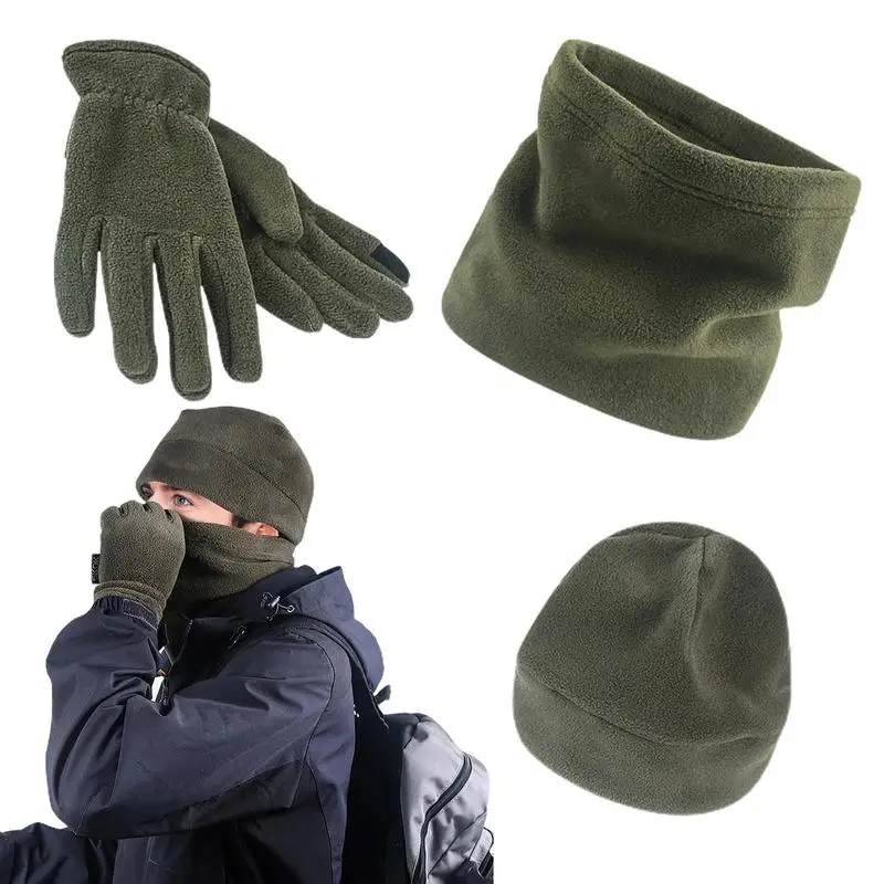 Winter Scarf Hat Gloves Set Outdoor Warm Three-Piece Kit Simple Fashion Winter Accessory For Climbing Cycling Skating Hiking And