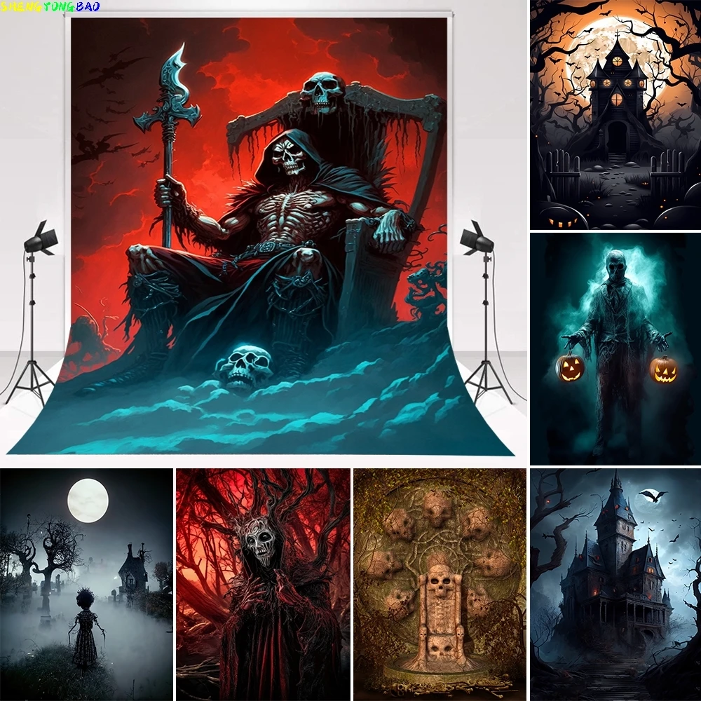 

Фон для фотосессии на Хэллоуин, ужасный ночной лес, кладбище, надгробие, семейный фон для фотосессии для фотостудии