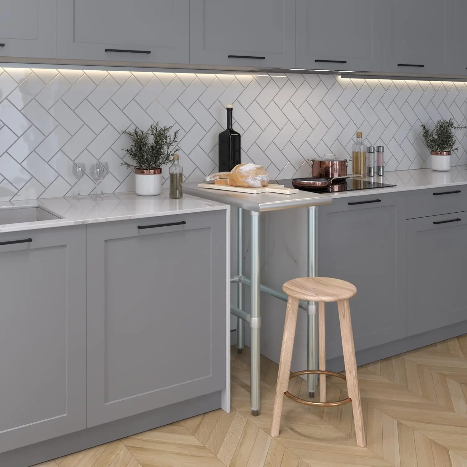 AmGood Stainless Steel Work Table Open Base | Metal Work Bench (Stainless Steel Table Open Base, 15" Long x 30" Deep)