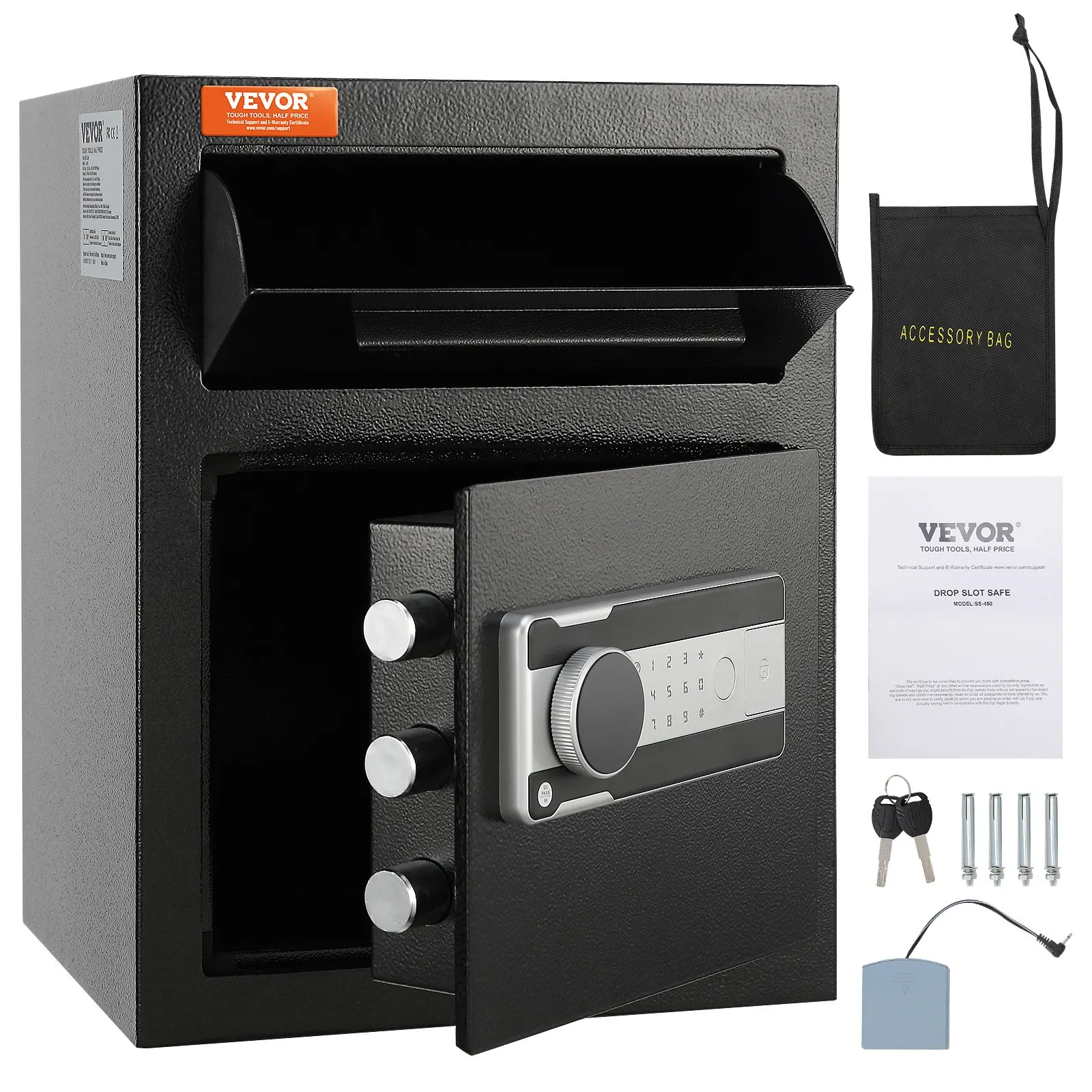 1,7 Cub Depository Safe, Deposit Safe mit Drop-Slot, elektronisches Codeschloss und 2 Notschlüsseln, 17,71'' x 13,77'' x 13,77''