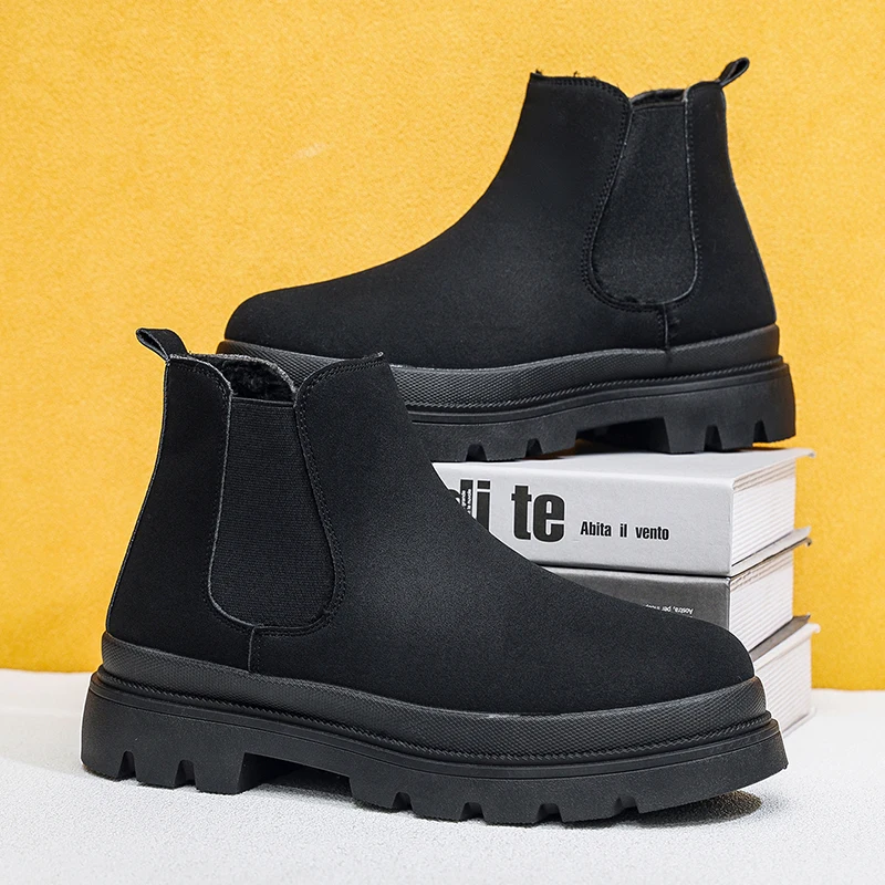 Inverno ao ar livre casual caminhadas botas retro moda botas de trabalho botas de tornozelo de fundo grosso anti-deslizamento 2026 botas de couro masculino