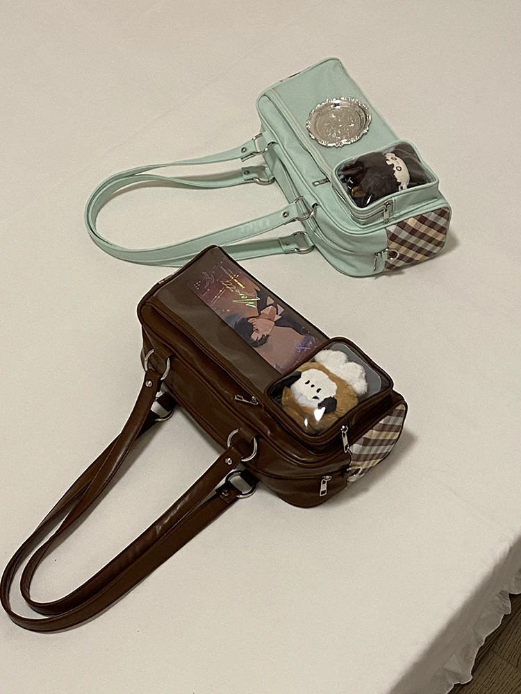 

Large Capaci Commuter Single oulder Crossbody Bag Wave Valley Dual-Purpose Pain Bag Soft Synthetic Leather Leisure Bag