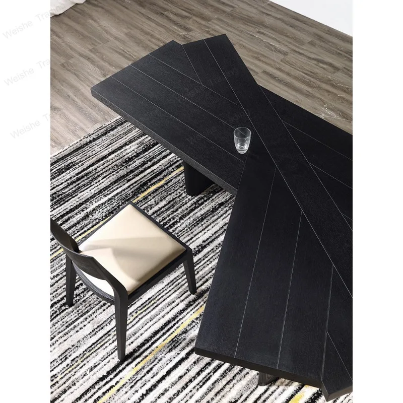 Minimalist solid wood desk living room large long desk office special-shaped study calligraphy table
