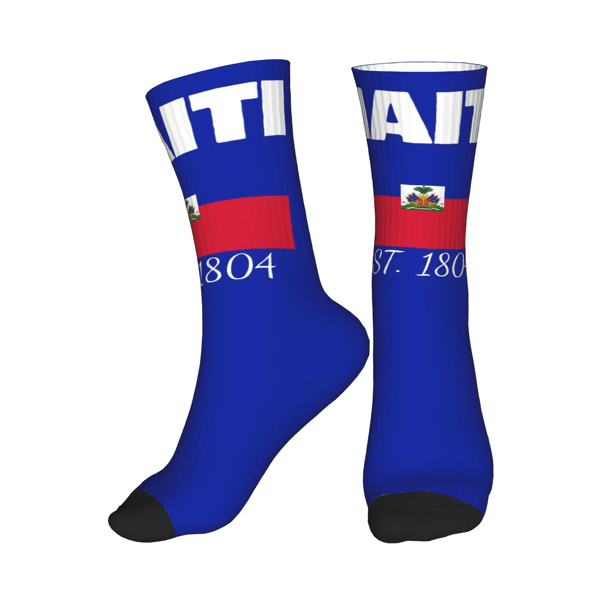 

All Seasons Haiti EST. 1804 Independence Haitian Flag Sport Middle Tube Socks Crew Socks Hip Hop Stockings for Men Women