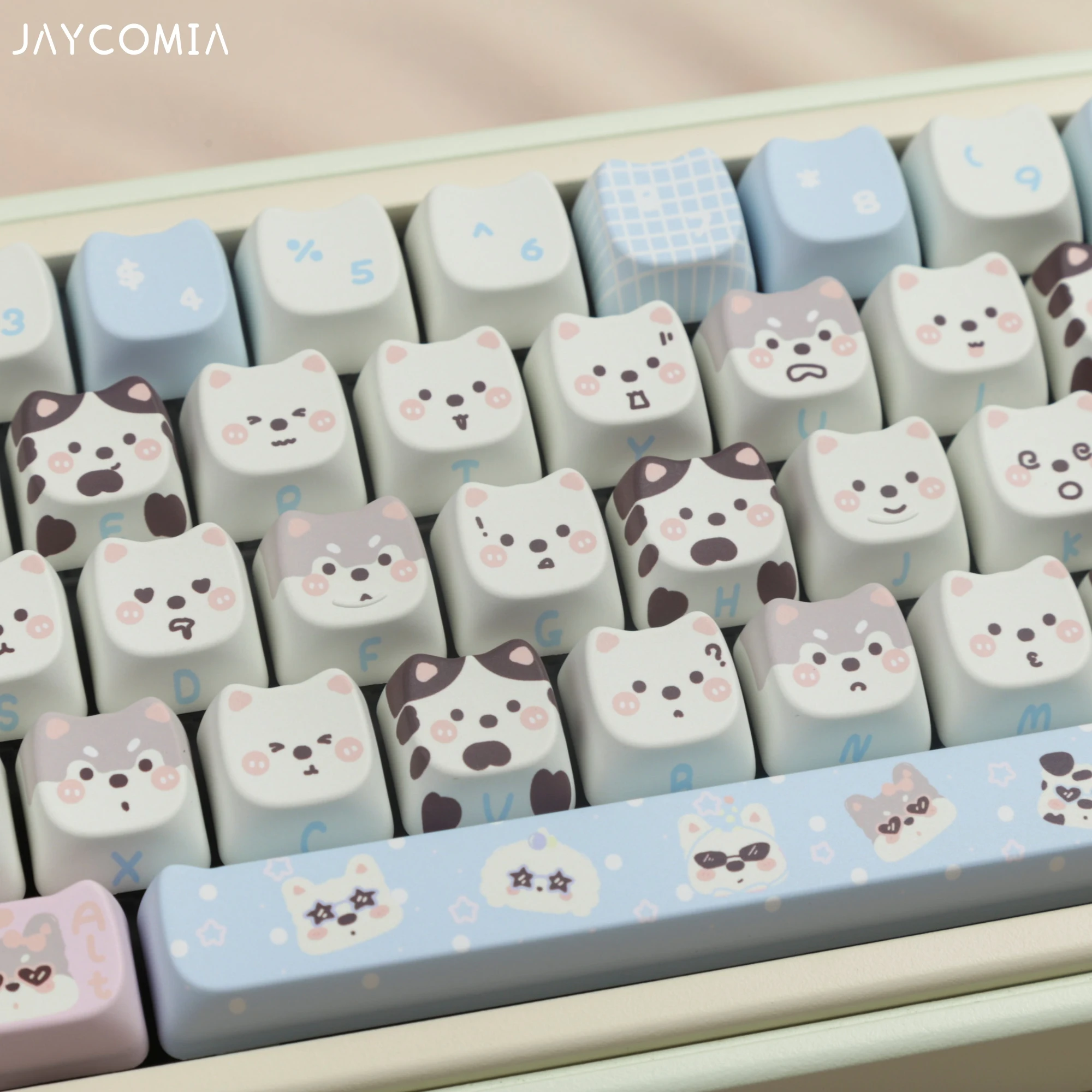 Imagem -02 - Mao-cute Cat Ear Keycaps Grupo Dog Side Letras Impressas Dye Sub Grande Material Pbt para Teclado Mecânico Making Switch