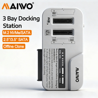 MAIWO 2.5/3.5 Inch SATA HDD/SSD Case M.2 NVMe/SATA SSD Enclosure Adapter USB3.2 Gen2 USB C External Case Supports Offline Clone