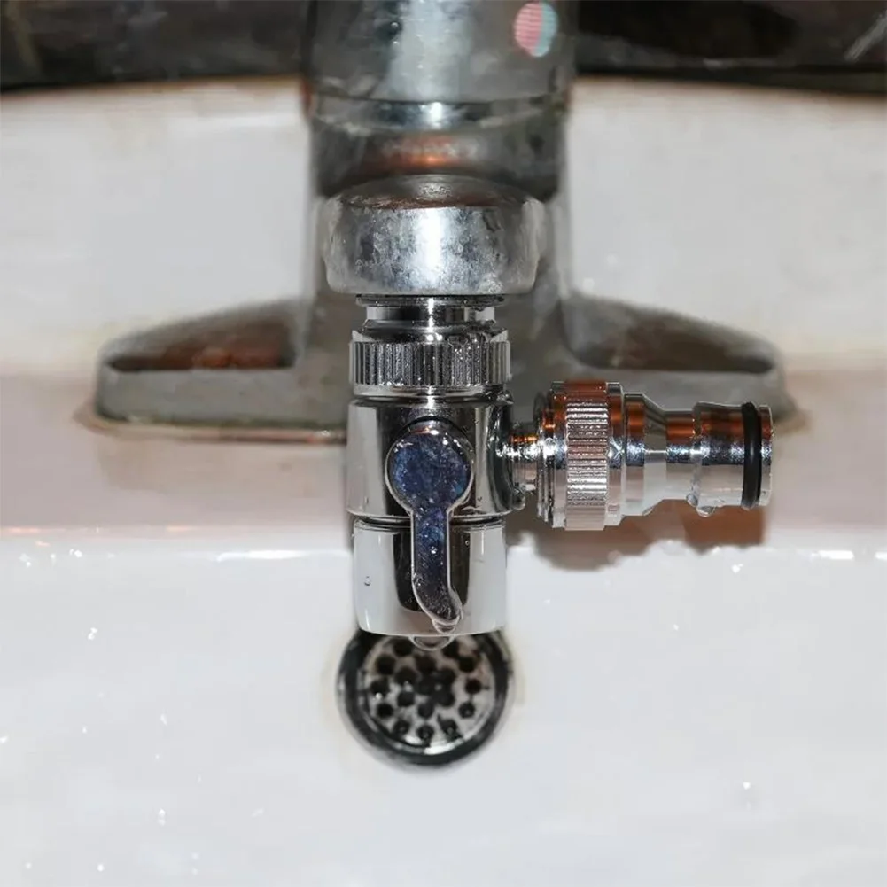 1 to 2 Water Distributor Faucet Adapter with Independent On/Off Switches for Kitchen Garden and Bathroom Hose Connector