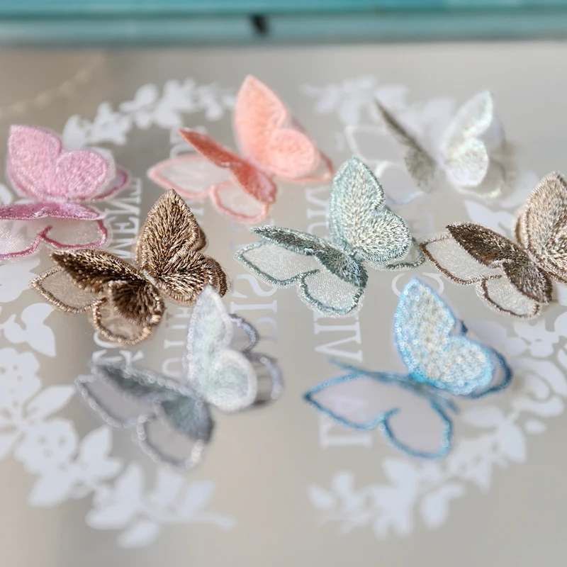 2Pcs Embroidery Butterfly Patch Christmas Party Festival Wedding Decorations Dress Needlework Decor Handmade Craft Accessories