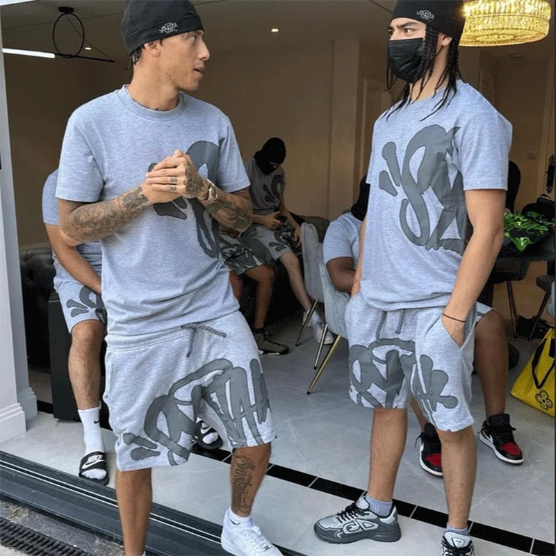 

Sy-world Clothes y2k Harajuku Hip Hop High Street T-shirt Short Pants Set Cotton Casual Fashion Men Women Sports T Shirt Tees