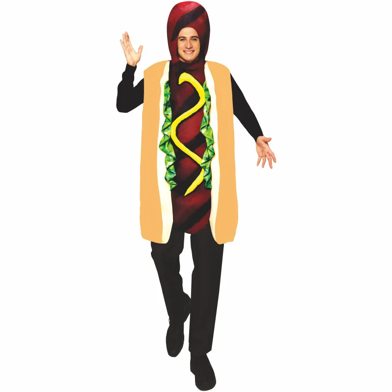 

Halloween Cosplay Hot dog Costume Food Party Clothes For Adult And Children