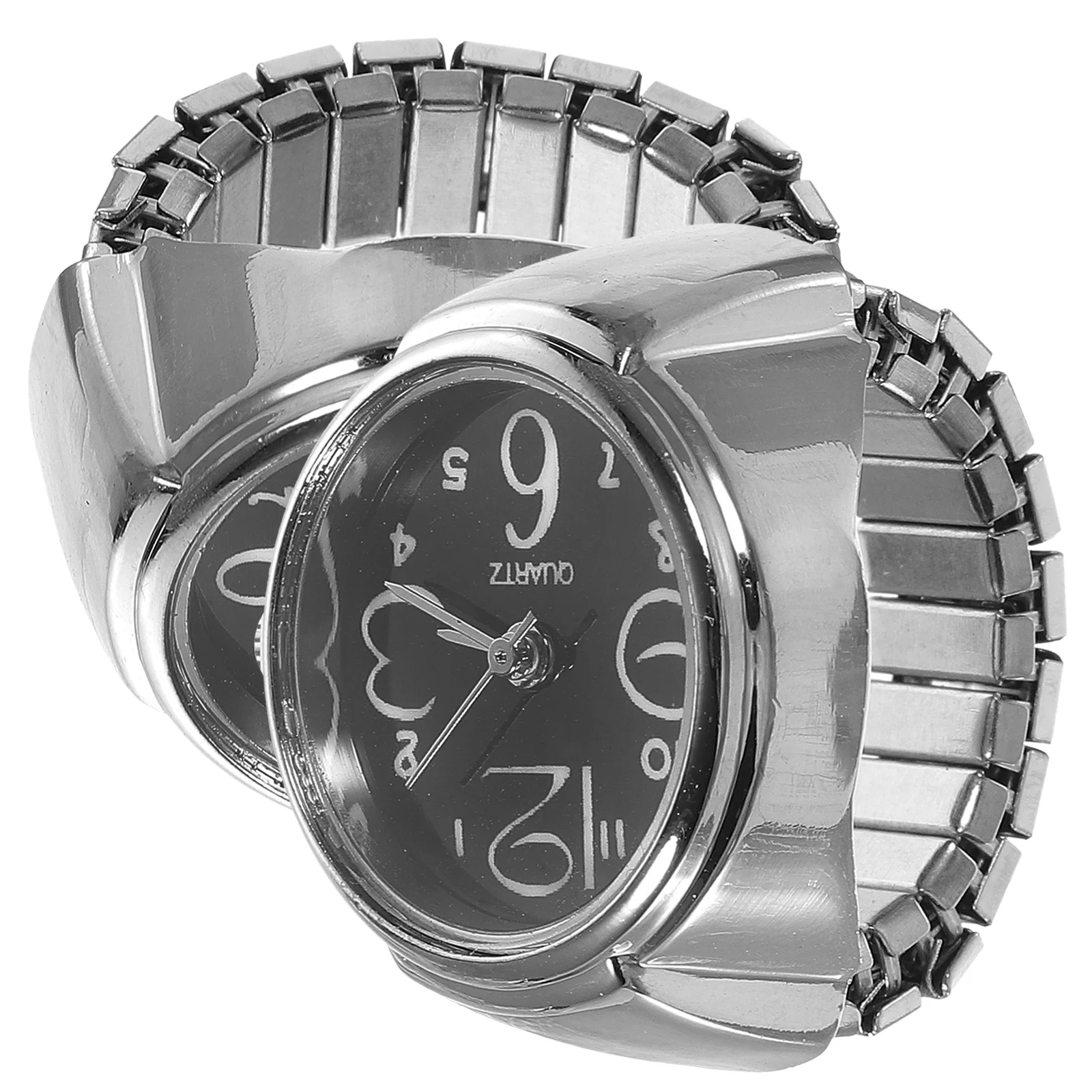 2 قطعة ساعة للنساء أنيقة صغيرة كوارتز إصبع ارتداء الوقت عرض ملحق أرقام كبيرة واضح القراءة مريحة استخدام حلقة