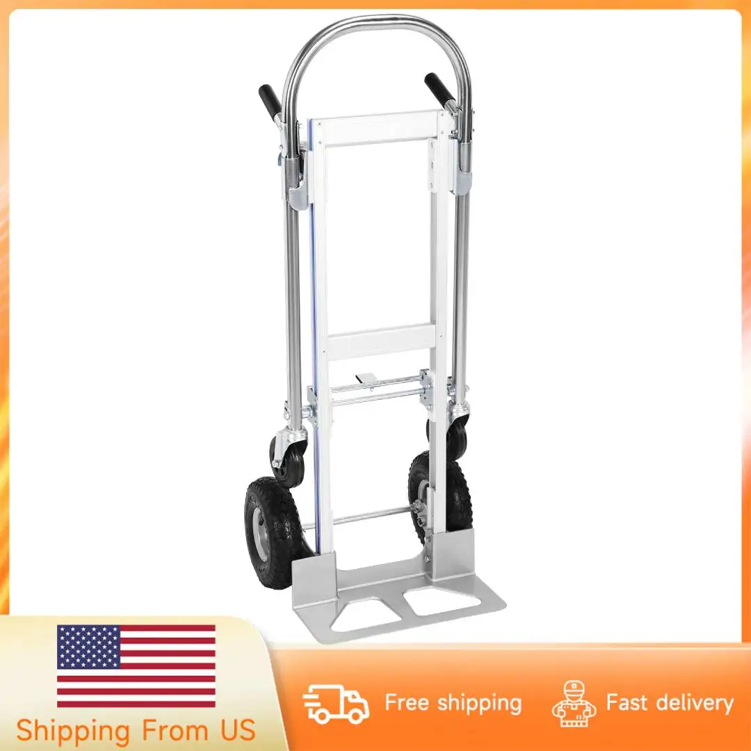 

2 in 1 Aluminum 800LBS Capacit Convertible Dolly W/Wheel Folding Hand Truck Dolly Cart Portable Dolly Cart for Moving Transport