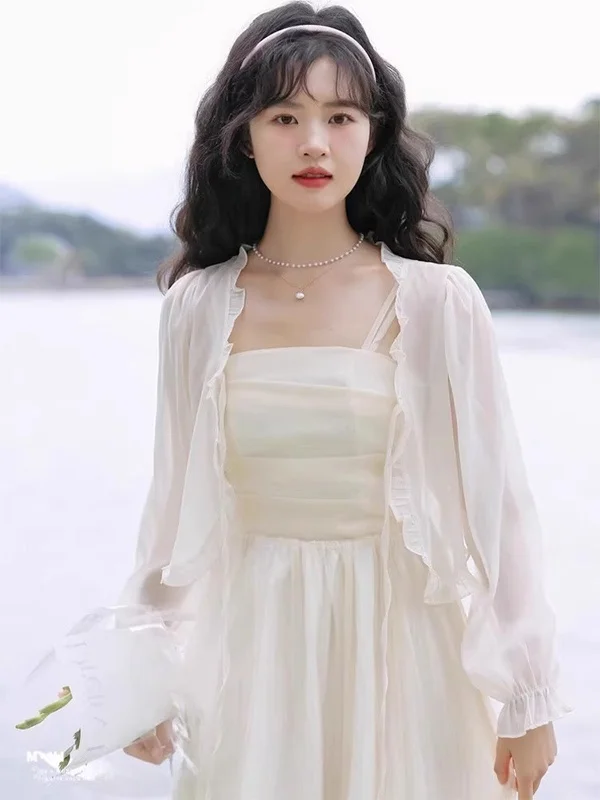 ファッショナブルなオルトスヴェル カバーアップ 日焼け止め レディース サマー2025 新デザイン イヤールック レース トップス 韓国風 スリープ ルーズフィット