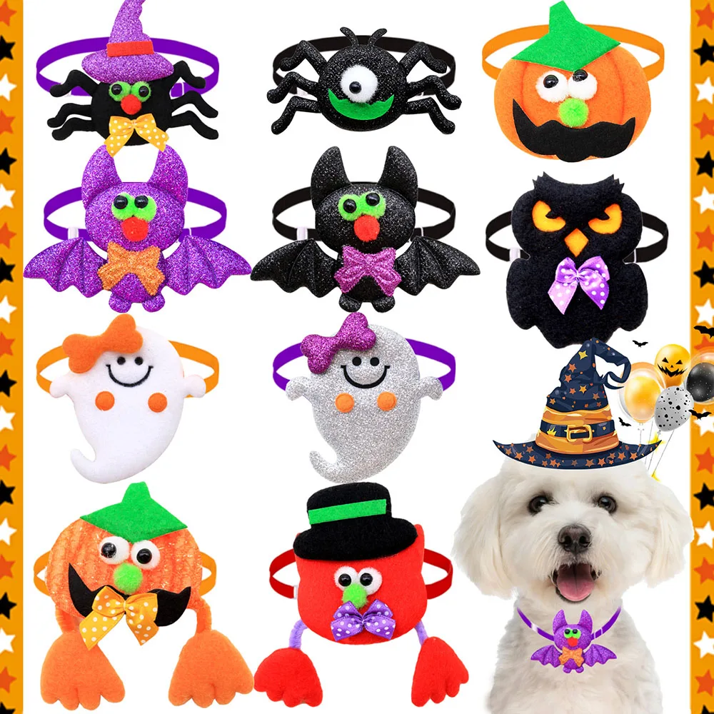 

50PCS Pet Dog Bowties Neckties For Halloween Pet Grooming New Fashion Small Dog Cat Halloween Bow Tie Collar For Small Dogs