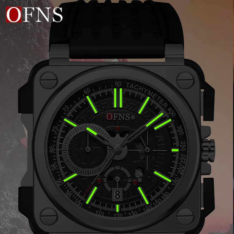 OFNS 1306 Quartz Watches Unique Designer Brand Male Sports Watch Big Dial Casual Wristwatch Mens Military Watch clock