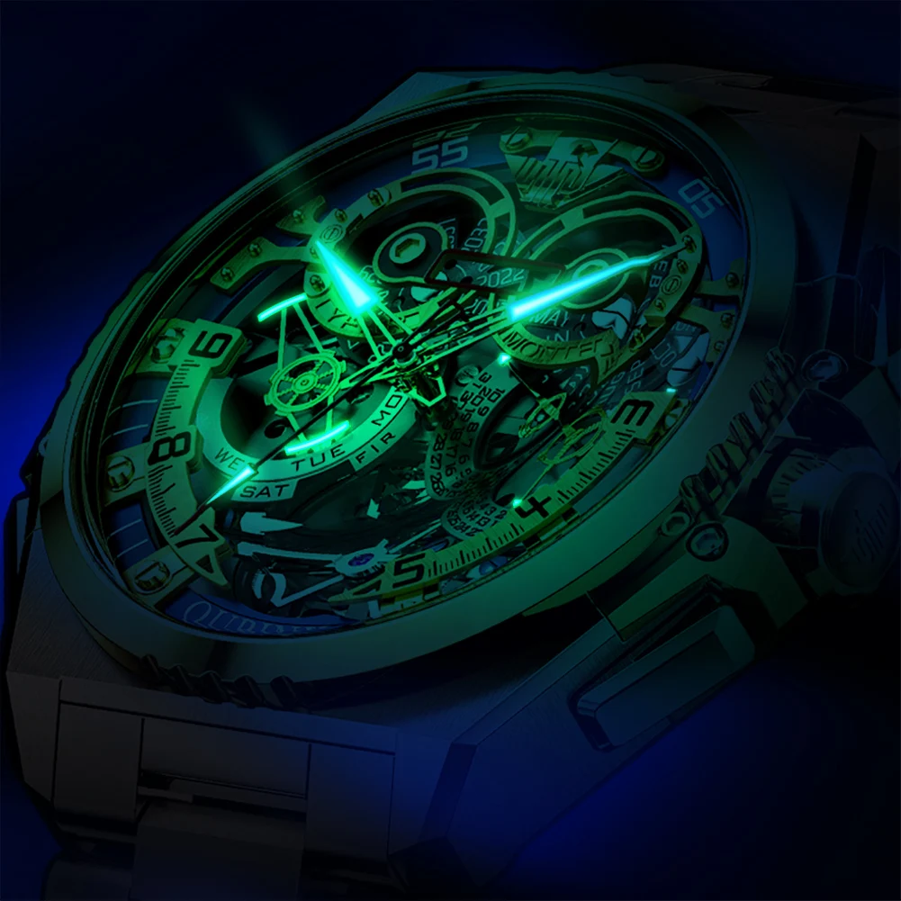 OUPINKE Original Brand Men\'s Watches Italian Designer Collaboration Automatic Mechanical Male Watch Waterproof Luminous Date