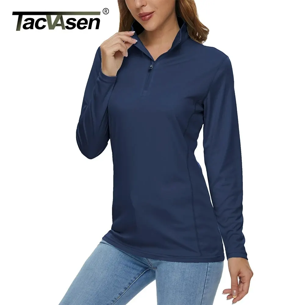 TACVASEN 1/4 Zip UPF50+ UV Sun Protection Quick Dry Womens Shirts Long Sleeve Workout Hiking Athletic Tee Shirts Rash Guard Tops