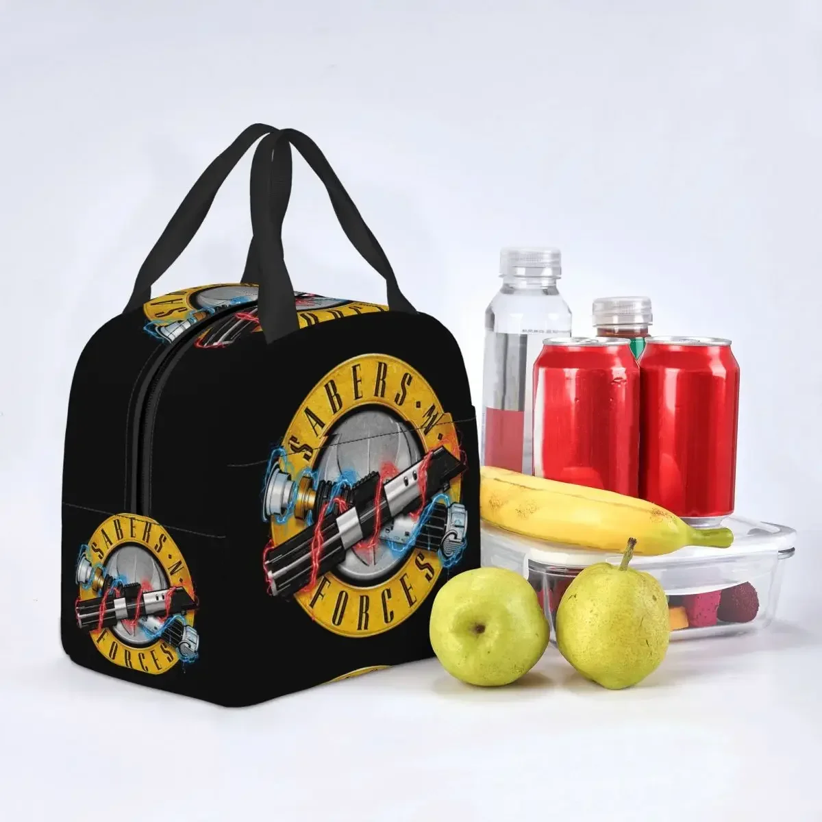 Guns N Roses Lightsaber Merch Bolsa de almuerzo portátil con aislamiento de lona Bolsa térmica para comida Picnic Fiambrera