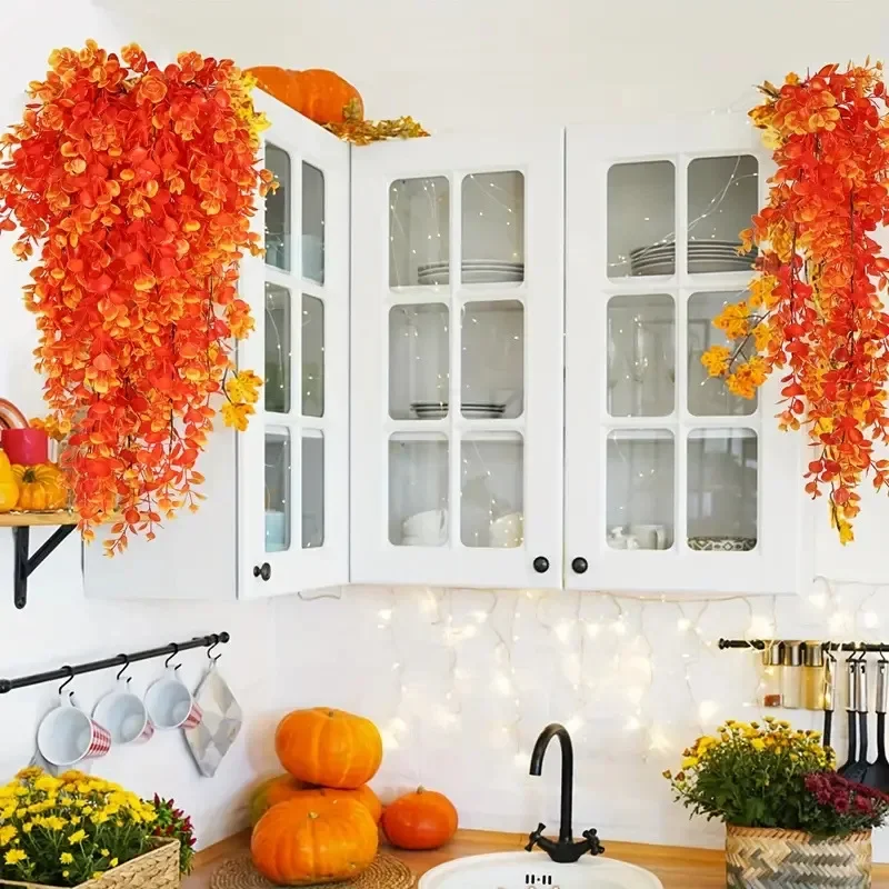

Simulated Plastic Camellia Wall Hanging Autumn Colors Living Room Outdoor Decoration Simulated Plants M