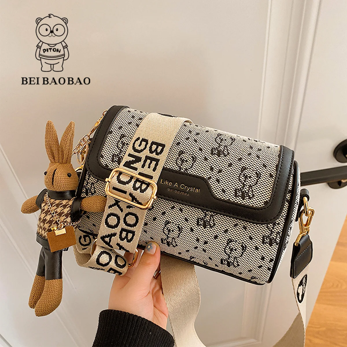 beibao 2024 Women's Shoulder Bag Crossbody Bag Korean Edition Instagram Fashion Casual Versatile Bear Bag Handbag Bolso de mujer