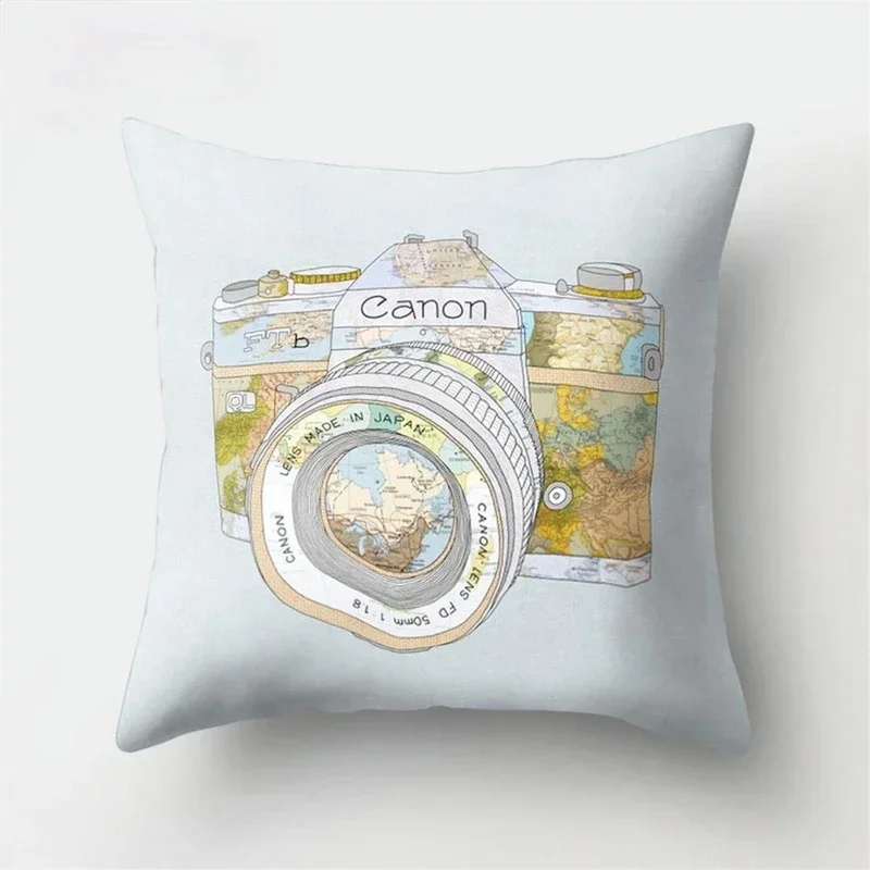 1 Pcs Vintage Camera Cushion Cover Retro Home Decor Throw Pillow Case Sofa Home Decoration Cushions Covers 45x45cm