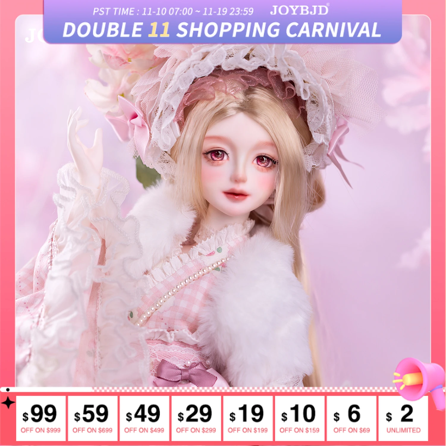 

JOYBJD Bjd Doll 1/4 Xuetu Full Set A Japanese Kimono with Cherry Blossom Female Articulated Collectible Figure