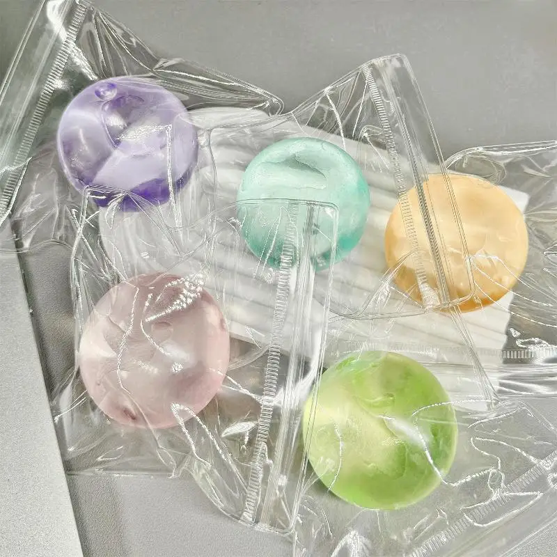 1Pcs Transparent Coconut Maltose Squeeze Ball Soft Stretchable Stress Relief Toy Perfect for Birthday Party Favors