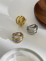 Peri'sbox Free Tarnish Stainless Steel Splicing Colors Multi-layer Full Finger Rings for Women Man Punk Fashion Jewelry 2024 New