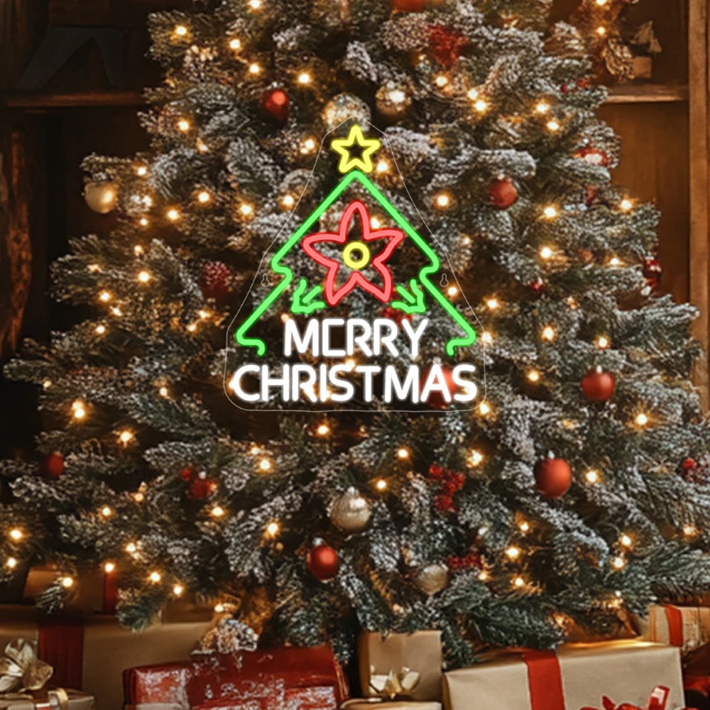 Boże Narodzenie Xmas Neon Sign Christmas Tree Light Sign Dimmable For Wall Decor Room Decoration Party Home Shop Window Logo Nice Gift