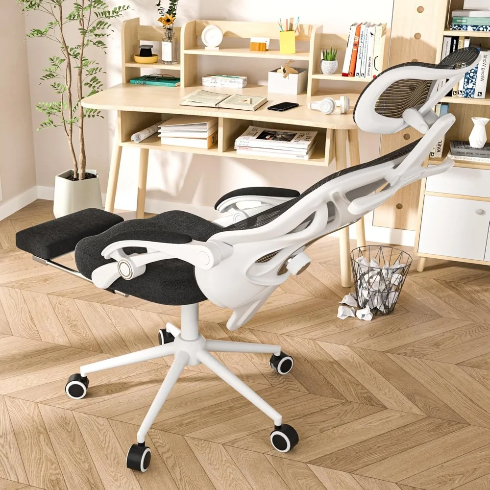 

Office Chair - Adjustable Lumbar & Headrest, 90-160° Reclining With Footrest, Breathable Mesh Back