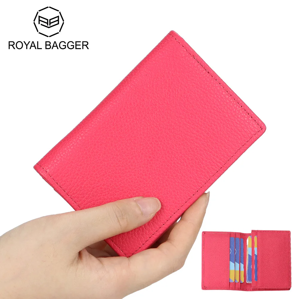

Держатель для карт Royal Bagger с узором Личи, однотонный кошелек из натуральной кожи, идеальный кошелек для монет для повседневного использования 1652